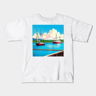 Boat Fishing Dock Poster Kids T-Shirt